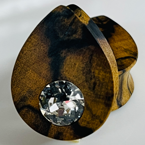 Bloodwood Large Swarovski Crystal Teardrop Plugs