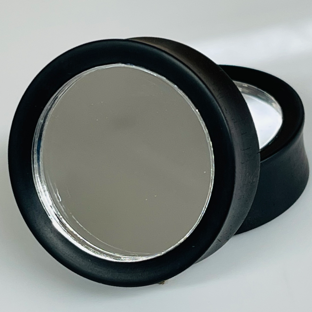 Ebony Silver Mirror Solid Round Plug